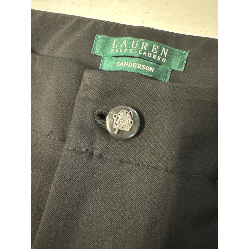 Lauren Ralph Lauren Sanderson Black Wide Leg Dress Pants Trousers Crest Button 6